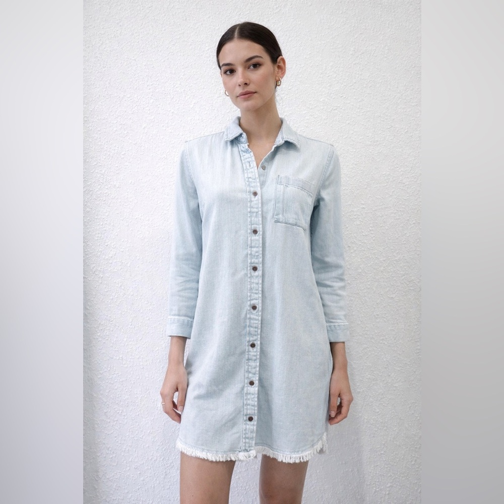 Natural Reflections Blue Casual Button Down Dress Relaxed‎ Fit 4
